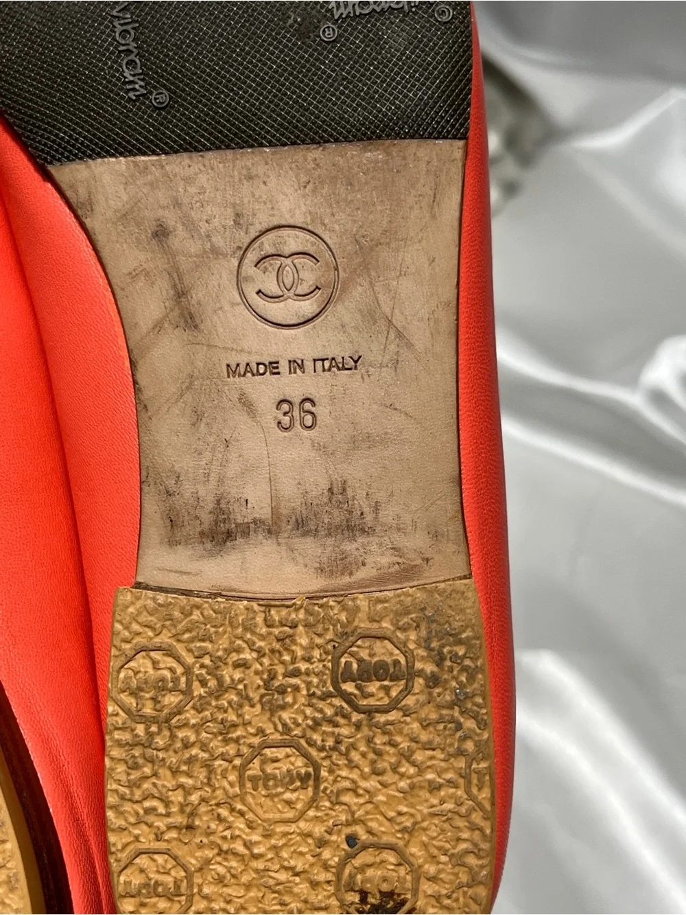 Chanel pink Red Leather Ballet Flats - Classic CC Bow